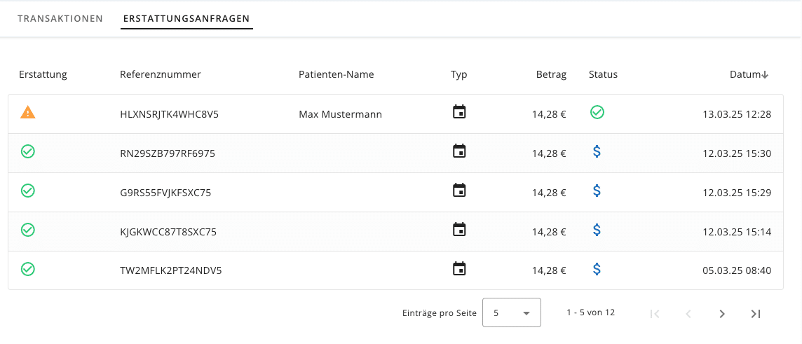 Arzt-Direkt.pay Erstattungsübersicht