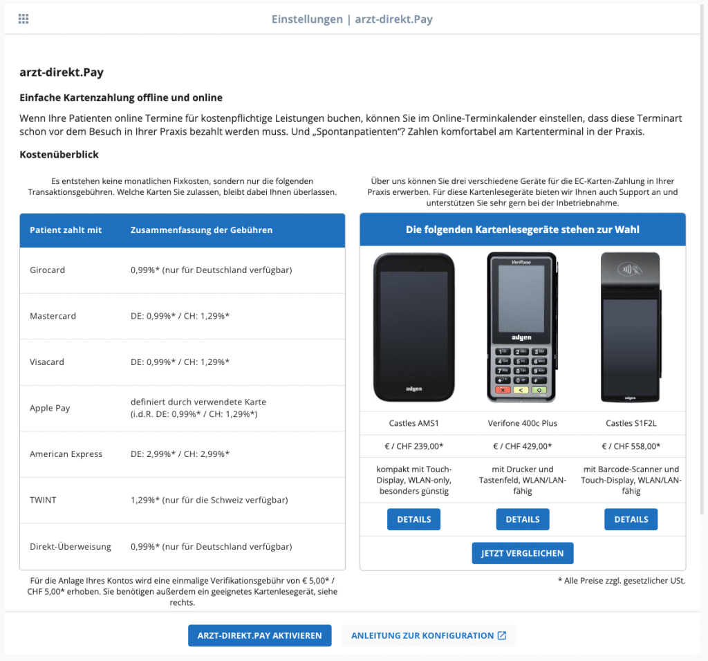 arzt direkt handbuch adpay modul aktivieren