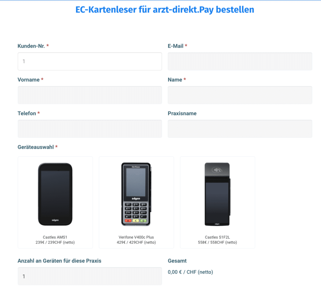 Arzt-Direkt.pay Terminals Bestellen