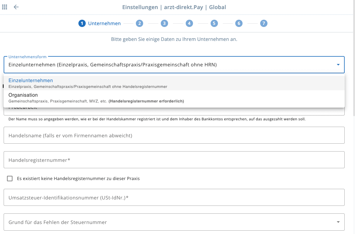 Arzt-Direkt.pay Unternehmensform