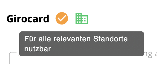Zahlungsmethoden Standort Grün