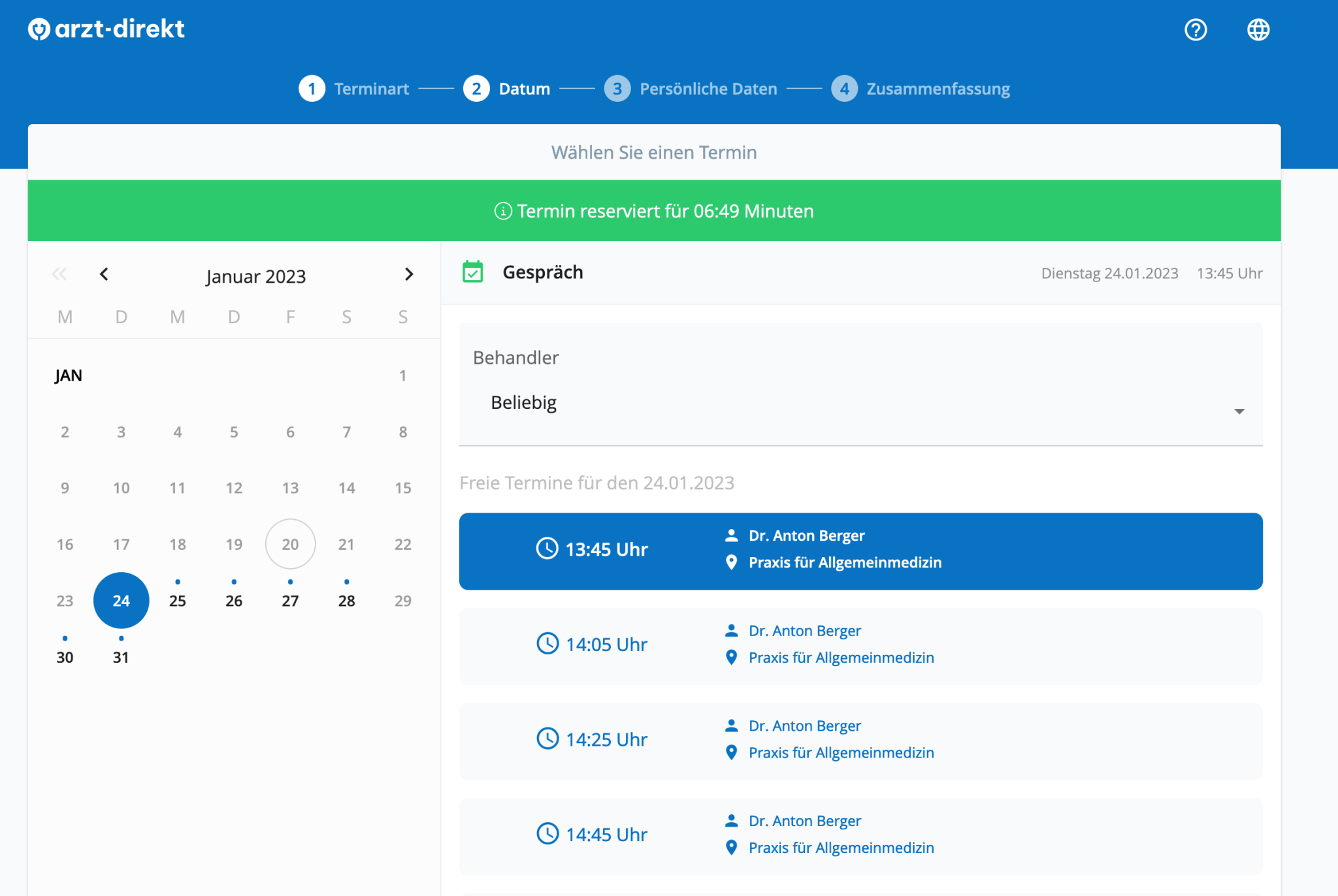 Arzt Direkt Handbuch Ersteinrichtung Otk2 Vorlaufzeit Buchen