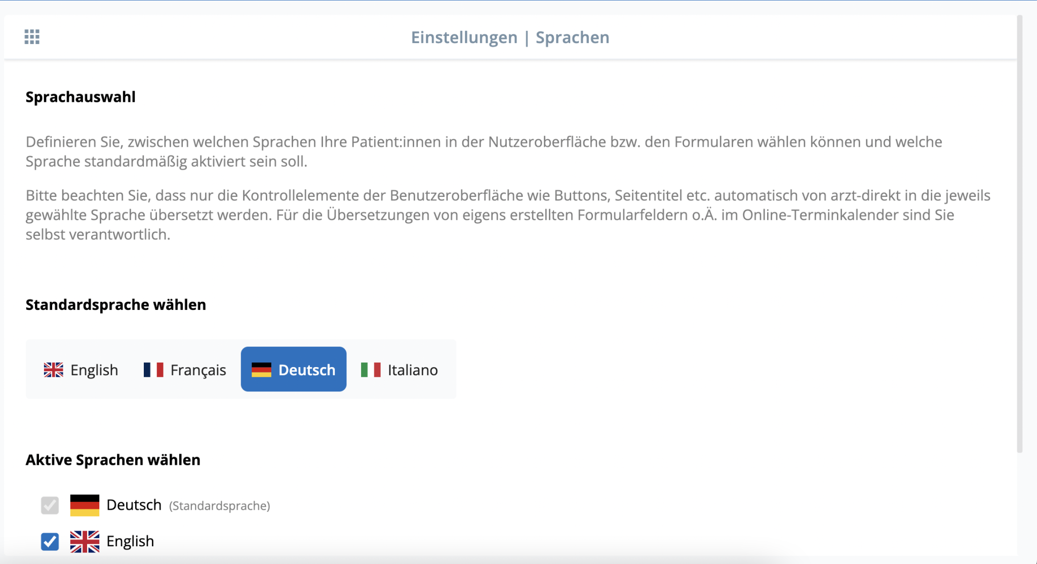 Arzt Direkt Handbuch Instanz Internationalisierung