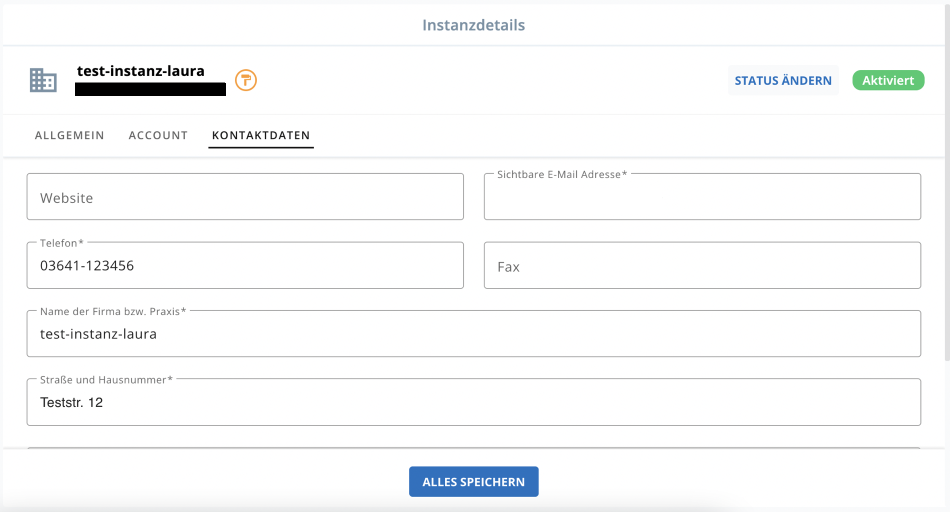 Arzt Direkt Handbuch Instanzdetails Kontakdaten 2
