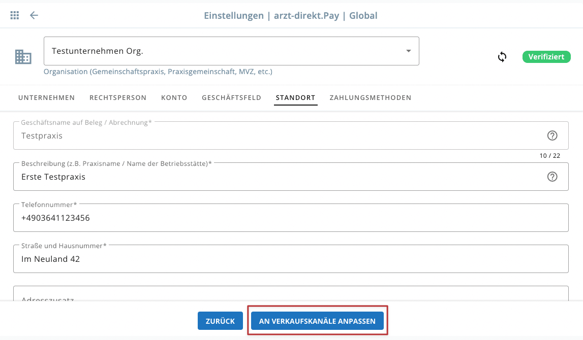 Arzt Direkt Handbuch Online Terminkalender Adpay Verkaufskanal Anpassen
