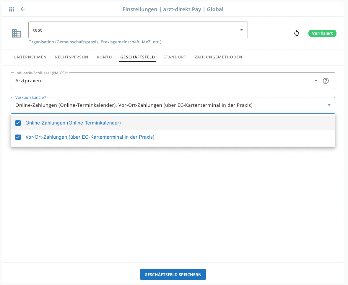 Arzt Direkt Handbuch Online Terminkalender Adpay Verkaufskanal Einstellen