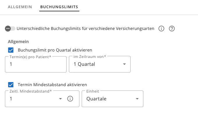 arzt direkt handbuch otk2 allgemeine einstellungen limits