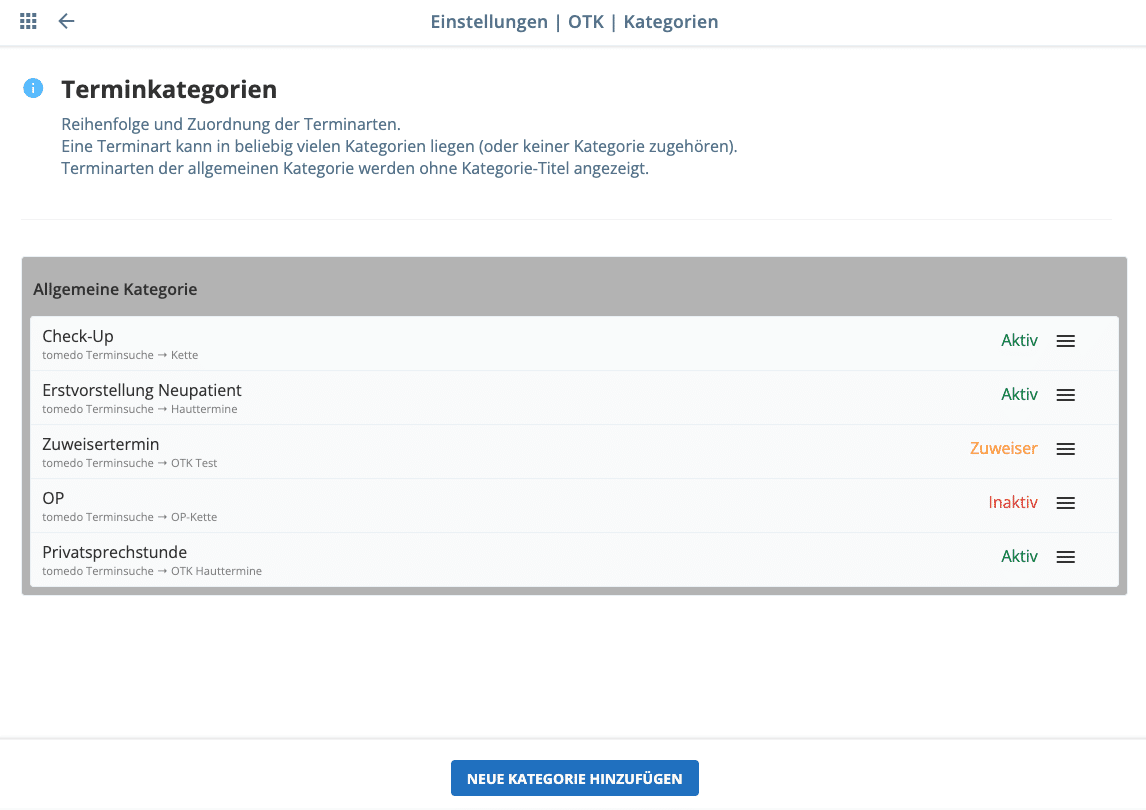 arzt direkt handbuch otk2 kategorien