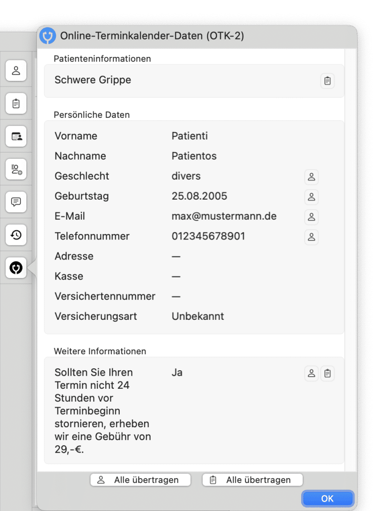 arzt direkt handbuch otk2 personendatenformular tomedo termindetails