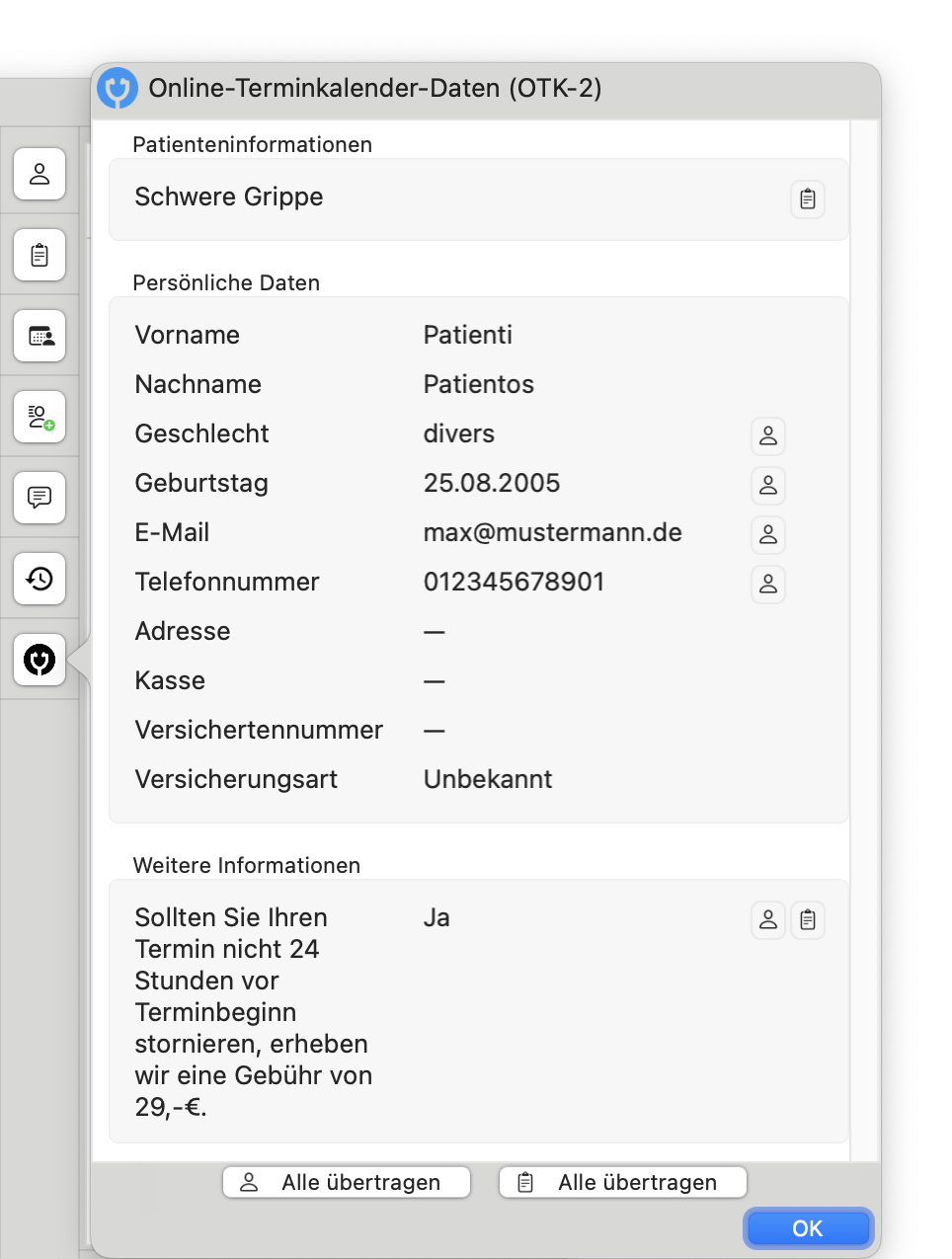 Arzt Direkt Handbuch Otk2 Personendatenformular Tomedo Termindetails