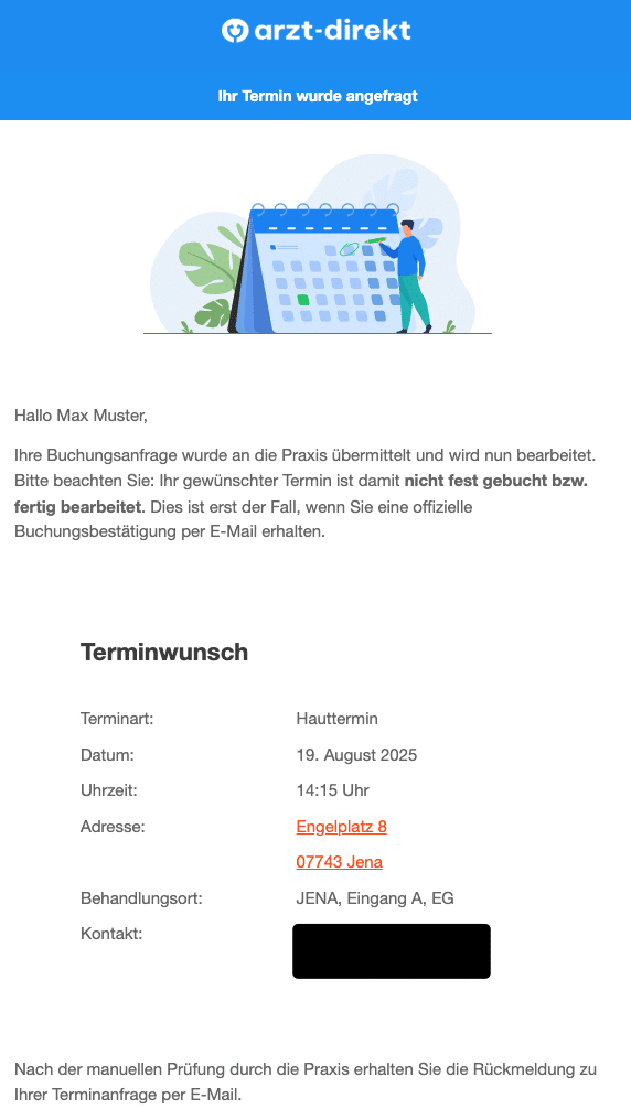 arzt direkt handbuch otk2 terminvoreinstellung terminanfrage buchungswunsch